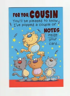 COUSIN BIRTHDAY Card Humour Notes Inside Full Colour FREE P&P • £1.99