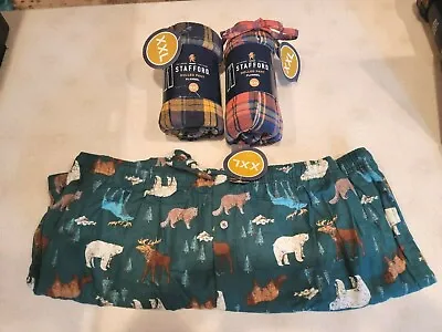 $12.99 • Buy Stafford Pajama PJ Sleep Pants Flannel XXL Yellow & Orange Plaid Wildlife Cotton