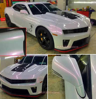 Whole Car Wrap Glossy White To Red Pearl Chameleon Vinyl Sticker 50FT X 5FT US • $267.29