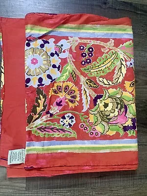 POTTERY BARN 100% Cotton Red Green Yellow Floral Table Runner 18”x108” • $28.49