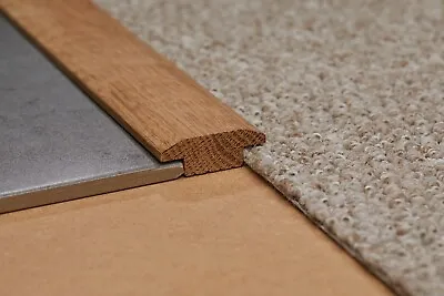 Solid Oak Wood Carpet Door Bars Threshold Strips Flooring Profiles. 890mm Long • £17.99