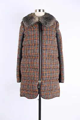 $2300 Marni Women's Fur Trim Plaid Wool Puffer Jacket SZ XS Plaid • $695