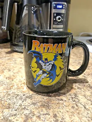 Vintage Batman Superhero Coffee Cup Large Mug TM & DC Comics Black Ceramic • $19.99