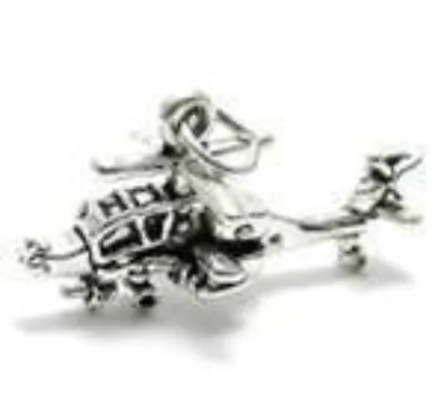 925 Sterling Silver Military Apache Helicopter Charm  • $22.39