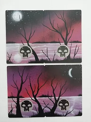 Magic The Gathering - Altered Art - Hand Painted Red Purple - Swamp X4 • $10