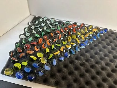 Lot Of 97 Vintage Peltier Glass Banana Marbles! • $80