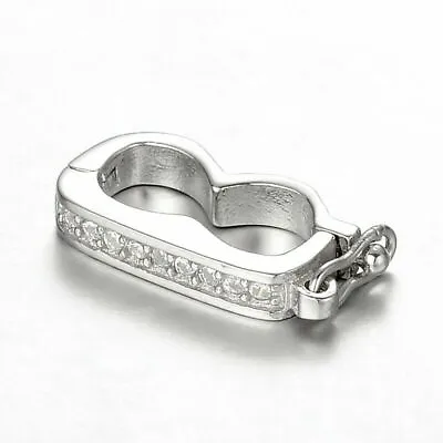 Pearl NECKLACE SHORTENER Clasp-SAFETY Catch-Connector-925 Sterling Silver/CZ-15m • £9.99
