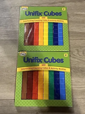 2 Pack Unifix Cubes Set Math Counting Toys 100 Pck Basic Colors • £19.27