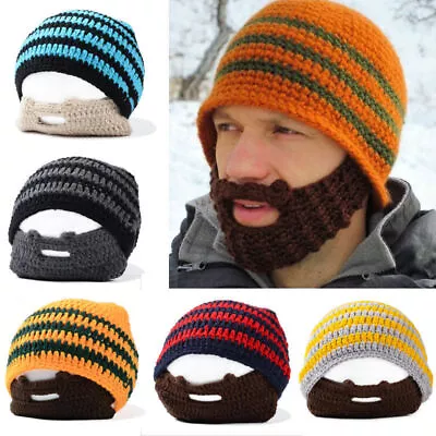 Men Winter Knitted Striped Ski Beard Moustache Cap Beanie Warm Casual Hat • $5.33