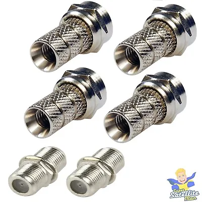 Twin Extension Repair Kit Cable F Connector + Coaxial Coupler Satellite Joiner • £3.99