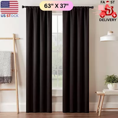 Darrell Modern Blackout Thermal Rod Pocket Curtain Single Panel 37 In X 63 In • $15.92