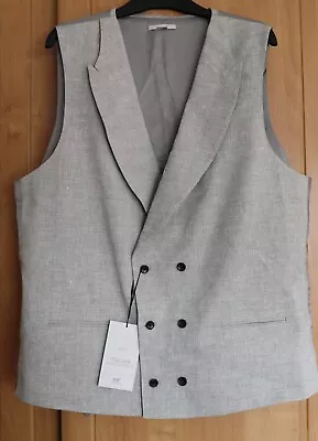 M & S Italian Nova Fides Linen Miracle Waistcoat BNWT Size 46 Long RRP £65 • £19.99