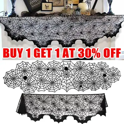 Halloween Lace Table Cloth Spider Web Cobweb Cover Black Party Decoration • £4.09