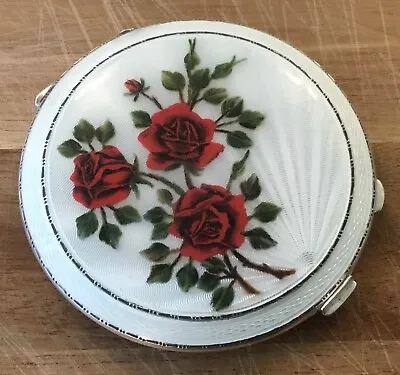 £199.99 • Buy Silver And Guilloche Enamel Rose Compact Henry Clifford Davis Birmingham 1955