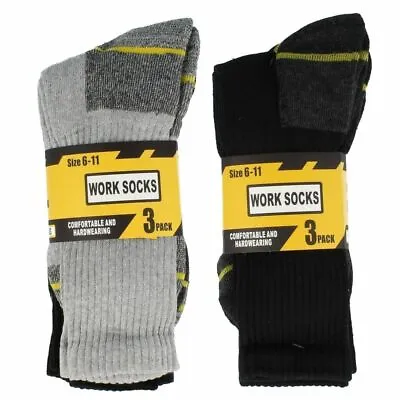 6 Pairs Mens Ultimate Work Boot Socks Size 6-11 Cushion Sole Reinforced Toe • £6.99