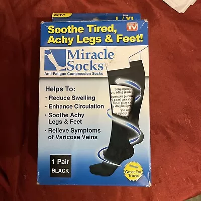 As Seen On Tv - Miracle Socks Anti-Fatigue Compression Black Socks Unisex - L/XL • $9.90