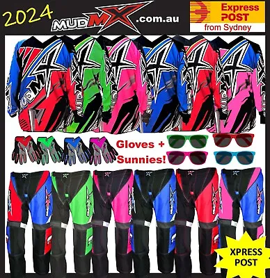 2024 MX MOTOCROSS/BMX (Pants+Jersey+Gloves) Kids Youth Junior Dirt Bike Gear ATV • $95.99