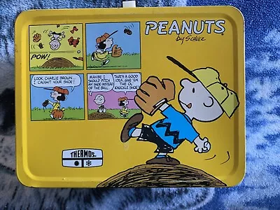 Peanuts Vintage Yellow Metal Lunchbox With Thermos 1965 • $20