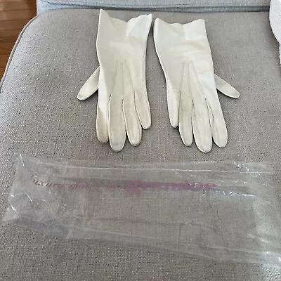 Rare Vintage Glove Off White Leather Gloves Luxury Gloves By Grandoe Size 6 1/2 • $14