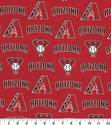 MLB Arizona Diamondbacks Cotton Fabric Base Ball Team 58  Length By The 1/4 Yard • $3