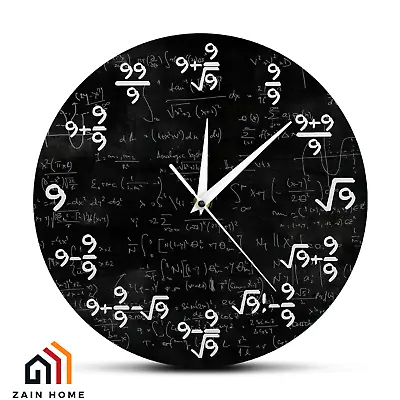 Mathematics Printe LED Wall Clock -Decor- Equations And Notations For Classroom • $45