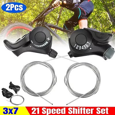 2Pcs 3 X7 21 Speed MTB Mountain Road Bicycle Shifter Bike Thumb Gear Shift Set • $9.98