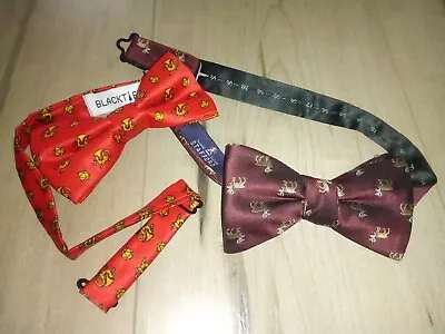 Novelty Bowtie Lot Of 2 Stafford  BlackTieGeek  Bow Tie Dragon 🐉 :) Rudolph • $14.95