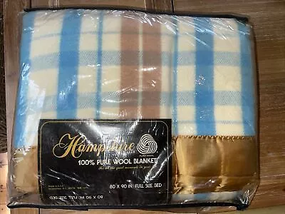 Vintage NOS Hampshire 100% WOOL BLANKET Full Size 80 X 90 Made In USA • $75