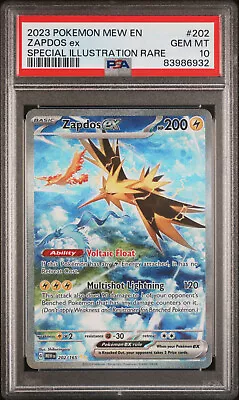 2023 Pokemon PSA 10 Zapdos Ex 202/165 SIR Full Art Holo SV 151 GEM MINT • $2.25