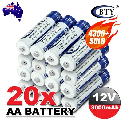4-20X BTY AA Rechargeable Battery Recharge Batteries 1.2V 3000mAh Ni-MH OZ • $8.75