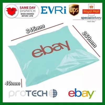 50x EBay Branded Packaging Self Seal Plastic Mailing Bags 345mm X 250mm X 40mm • £8.45