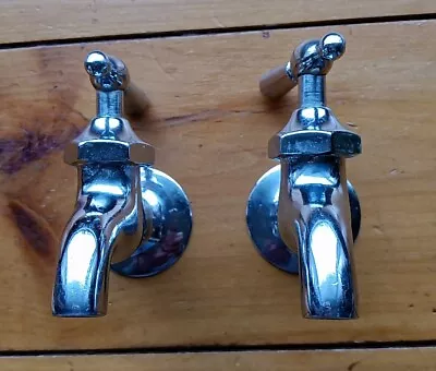 Pair Vintage Antique Chrome Hot Cold Faucets Made In Italy • $39.99