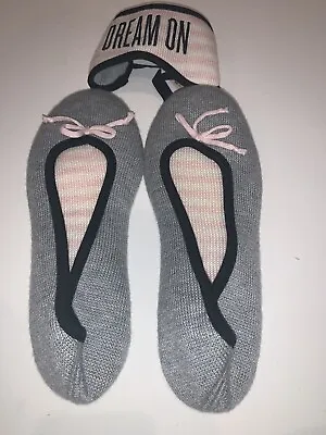 Victoria's Secret Slippers &  Dream On  Eye Mask Gift Set Gray & Pink L 9- 10 • $18.49