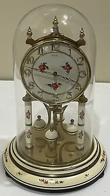 Vintage Kundo Anniversary Clock Brass Enamel Floral Kieninger Obergfell Germany • $199.99