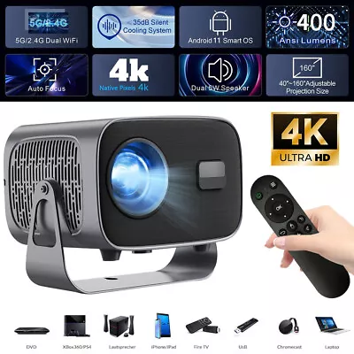 Projector 20000 Lumens 4K 1080P FHD 5G WiFi LED Movie Video Home Theater HDMI AV • $119.99