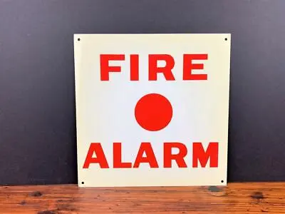 1960's Vintage FIRE ALARM Porcelain Enamel METAL SIGN 12” X 12” • $35