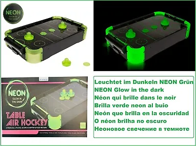 Air Hockey Mini Air Edition Glow IN The Dark Neon Green 19 1/2x12 3/16x3 7/16in • $33.52