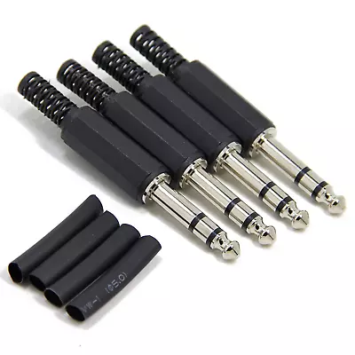 4-Pack 1/4 Inch Stereo Plug Solder Type Cost-Effective Plastic 6.35Mm TRS Phone • $18.74