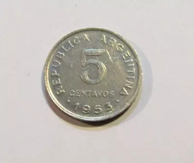 Argentina 1953 5 Centavos Coin Plain Edge • $6.99