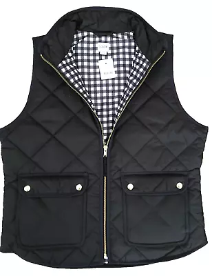 J Crew Factory~ Black~PUFFER VESTw/SNAP POCKETS~Gold Tone Hardware~Medium~Trendy • $42