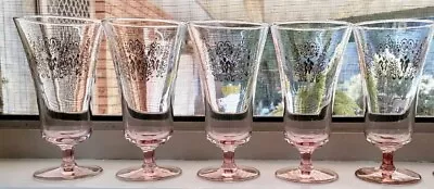 5 X Vintage CROWN CORNING AUST Gold Pink Lustre Parfait Dessert Wine Glasses 60s • $40