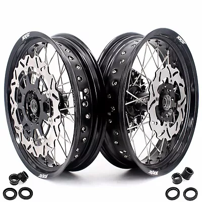 KKE 3.5/4.25*17  Supermoto Motard Wheels Rims Fit HONDA 1993-2021 XR650L Black • $889