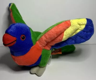 Wild Republic Lorikeet Parrot Bird Plush 8” Colorful Green Red Blue Wings • $9.99