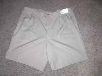 HAGGAR Tan Cool 18 Pro Pleated GOLF SHORTS Size 48 NEW WITH TAGS NWT • $11.16