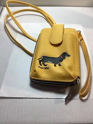 Faux Leather YELLOW MARC TETRO Wallet Purse CROSSBODY DACHSHUND • $13.24