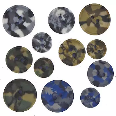 12mm 15mm 18mm Camouflage Army Navy Military Costume Camo BUY 2 4 8 Buttons  901 • £3.60