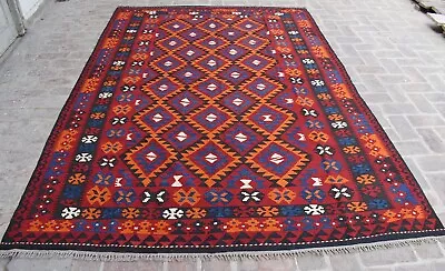 6'9 X 9'9 Handmade Afghan Tribal Maimana Wool Kilim Rug 7x10 Persian Area Rug • $399