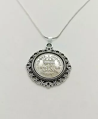 Sixpence Mounted On Pendant - 925 Sterling Silver Necklace Choose Year. Birthday • £9.95