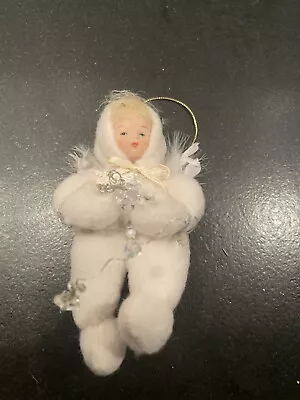 Bradford Edition Snow Flake Angel Babies White Feather Wings Ornament • $12.99