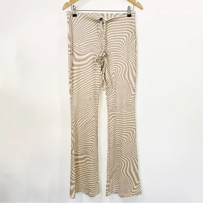 H&M Size M Tie Wrap Waist Swirl Flare Leg Leggings Pants Retro Groovy High Rise • $15.27